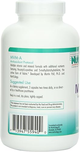 Miniatura 4 de Nutricology MVM-A Suplemento - Multivitamínico para hombres y mujeres, con hierro, vitaminas diarias, para adultos, alta potencia, biodisponible,