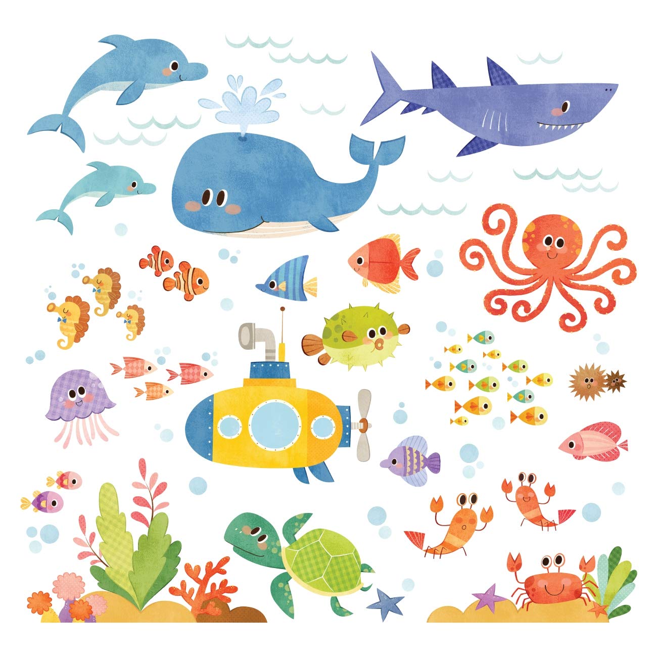 Decowall Boys Ds-8009 Ds4-8009 Sea Adventure Kids Wall Stickers Wall Decals Peel And Stick Removable Wall Stickers For Kids Nursery Bedroom Living Room ) Small
