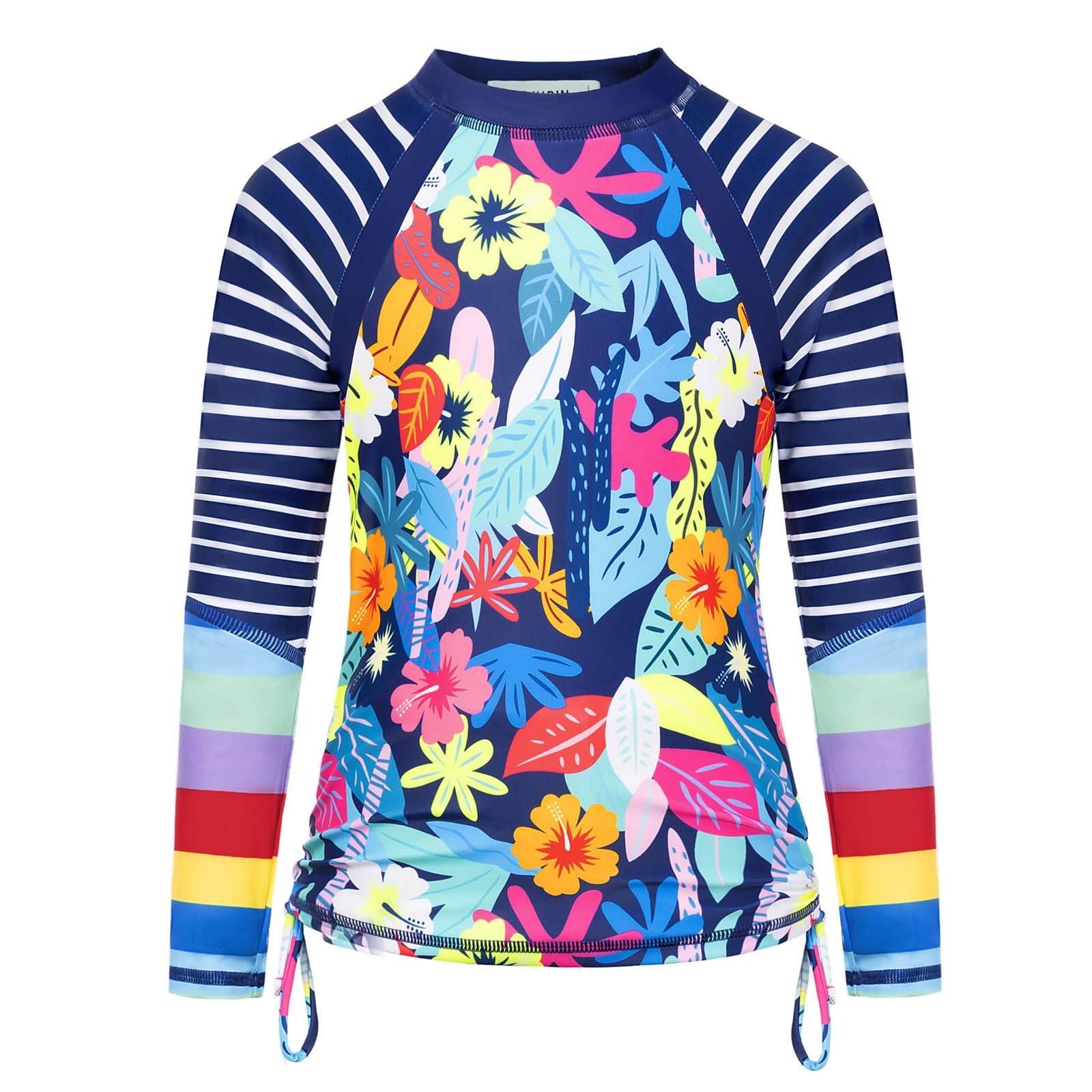 GRACE KARIN Mädchen Rundhals Bademode Set Zweiteiliger Langarm Schwimmanzug Blumenmuster Sommer Swimsuit für Kinder