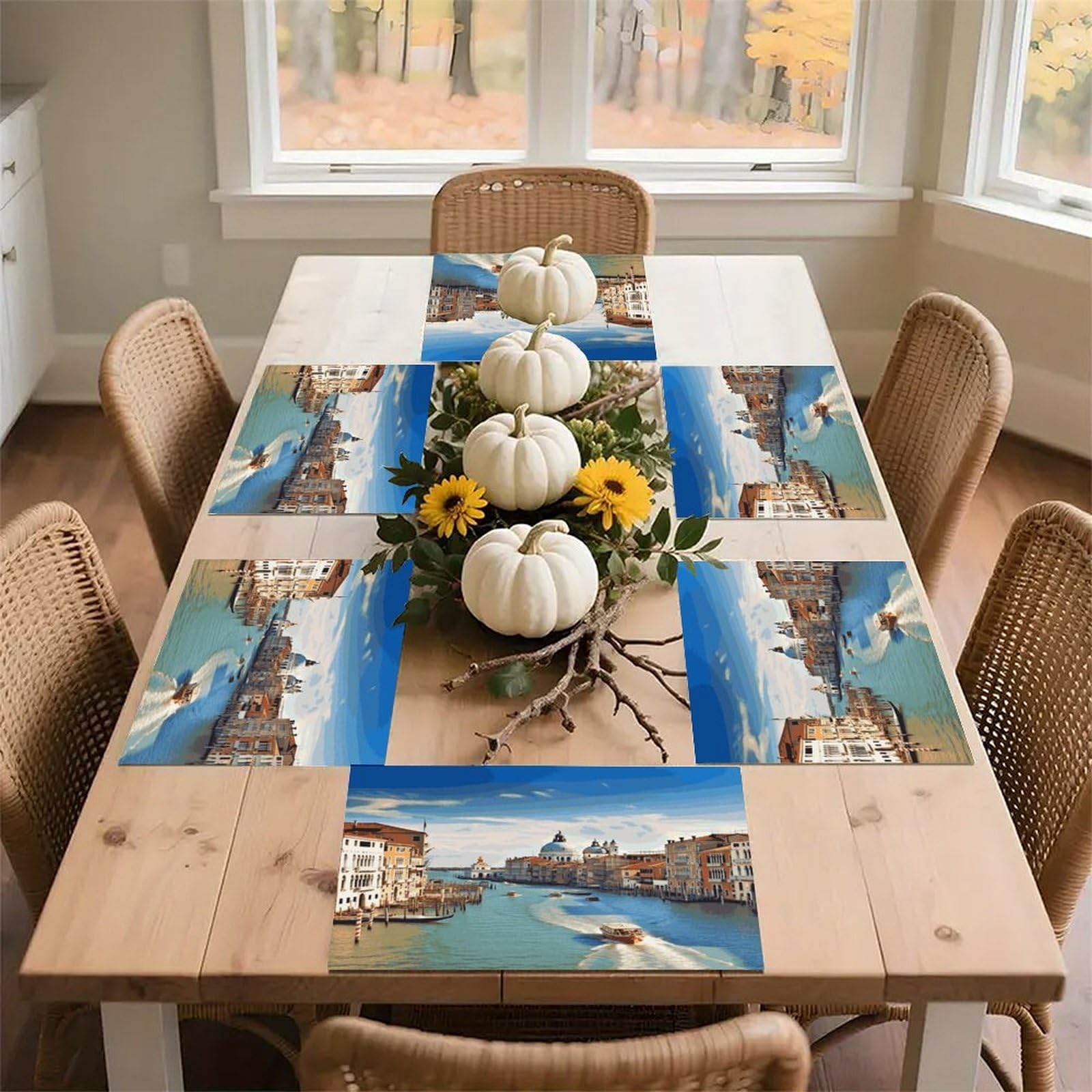 Grand Canal in Italy Placemats Heat-Resistant Washable Place Mats Anti Slip Dining Table Place Mats Wipeable Dining Table Mats Kitchen Decoration Placemats 17.7’’×11.8’’