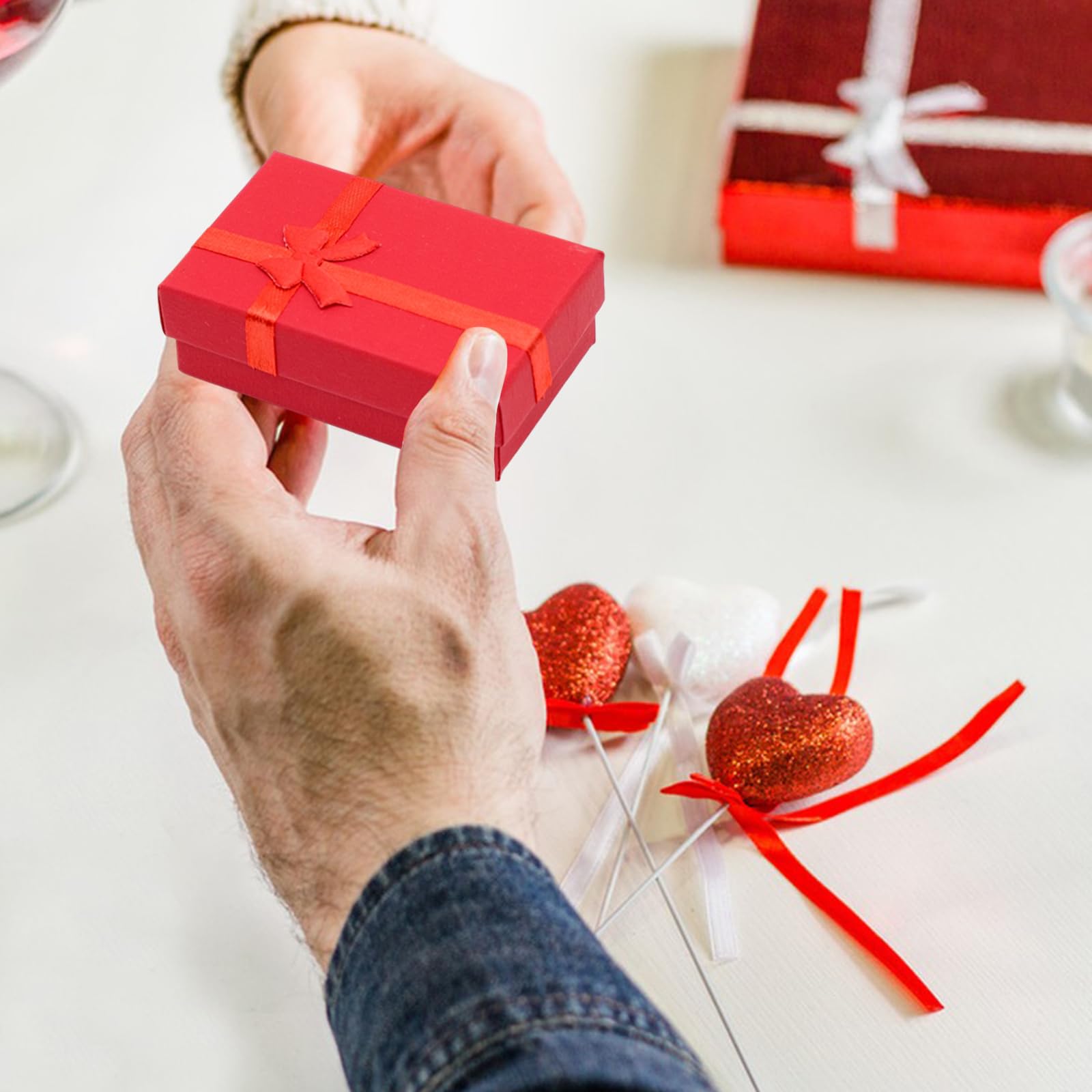 Zestaw 24 pudełek na prezenty na papierową biżuterię, eleganckie prostokątne pudełka na prezenty, kartonowe pudełka pakowe do prezentacji biżuterii na pierścionki, kolczyki i naszyjniki 8 x 5