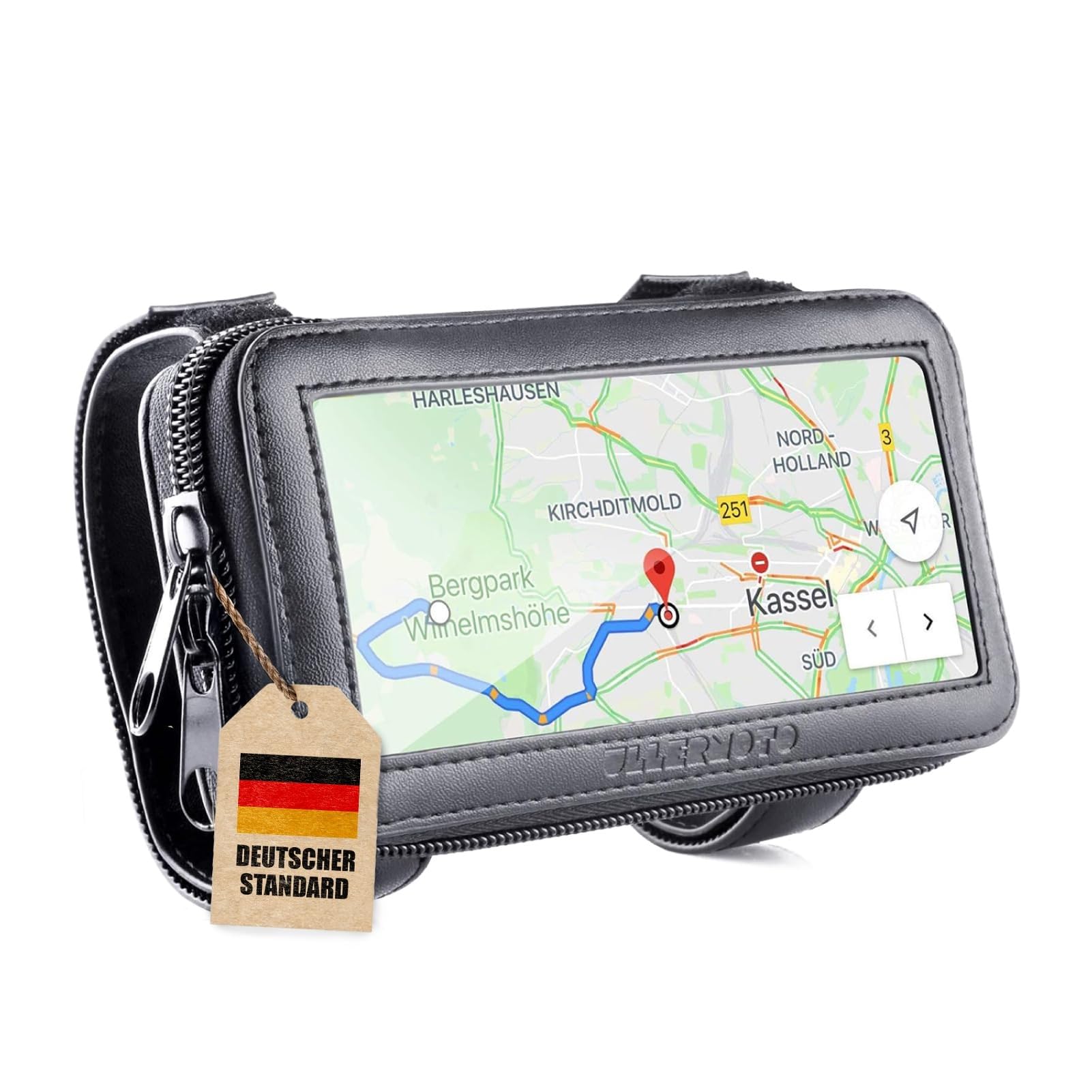Superpotente Motocicleta portamóvil - Smartphone Bolsa para manillar- Porta teléfono móvil Bolsa de manillar de motocicleta - Bolsa para el teléfono móvil de la talla L