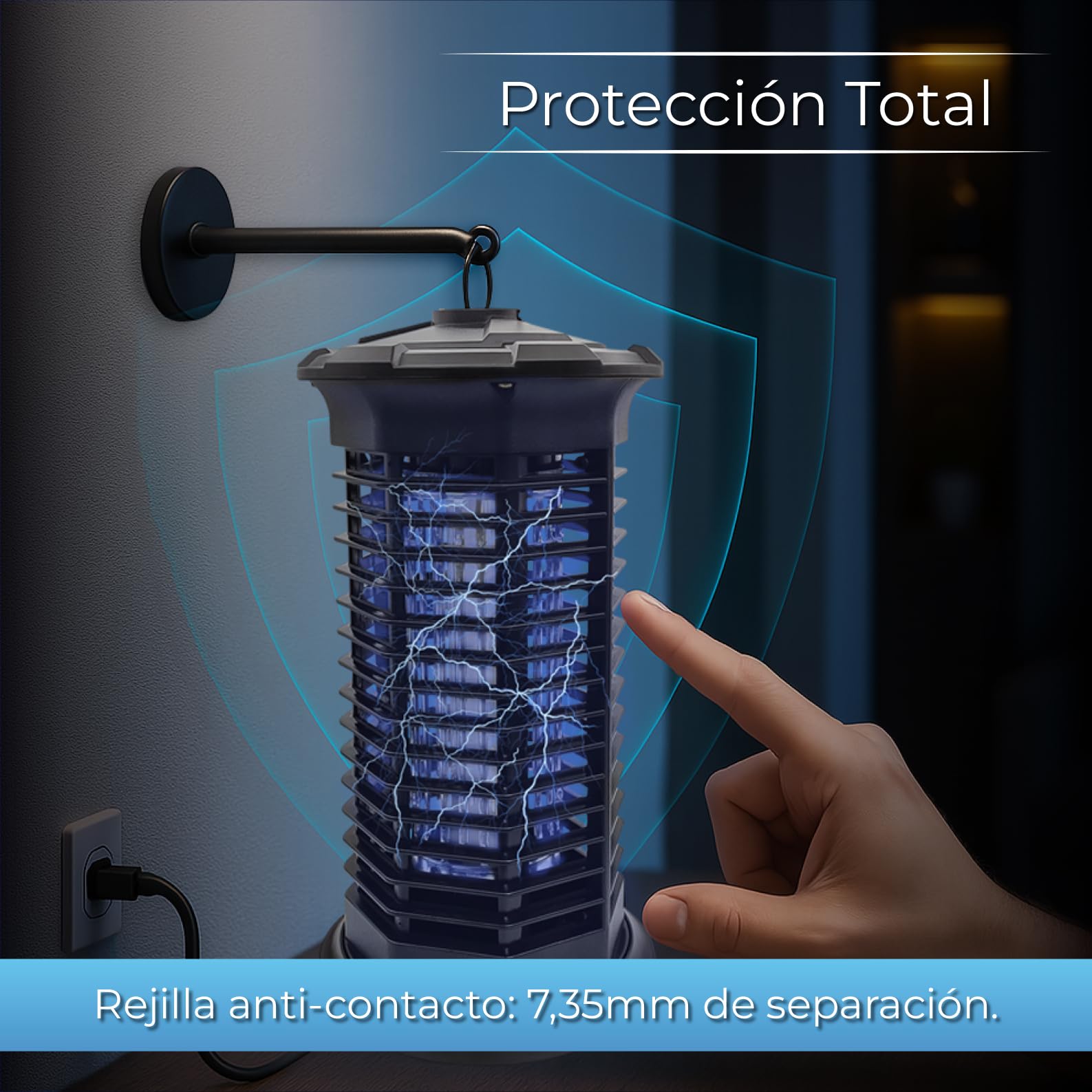 LED ATOMANT 4X Elektrischer Insektenvernichter 11W 1000V UVA für 35m² | Schutzgitter, Auffangschale und Reinigungsbürste inklusive