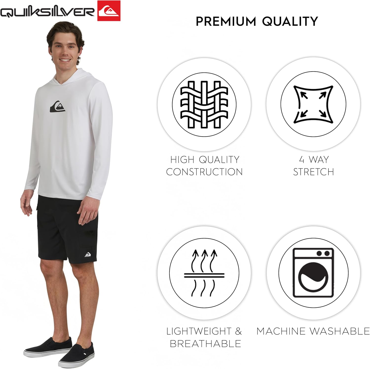 Quiksilver Men's Swimwear Regular Fit UPF 50 Sun Tee Hooded Rash Guard Shirt (S-XXL) - Image 4