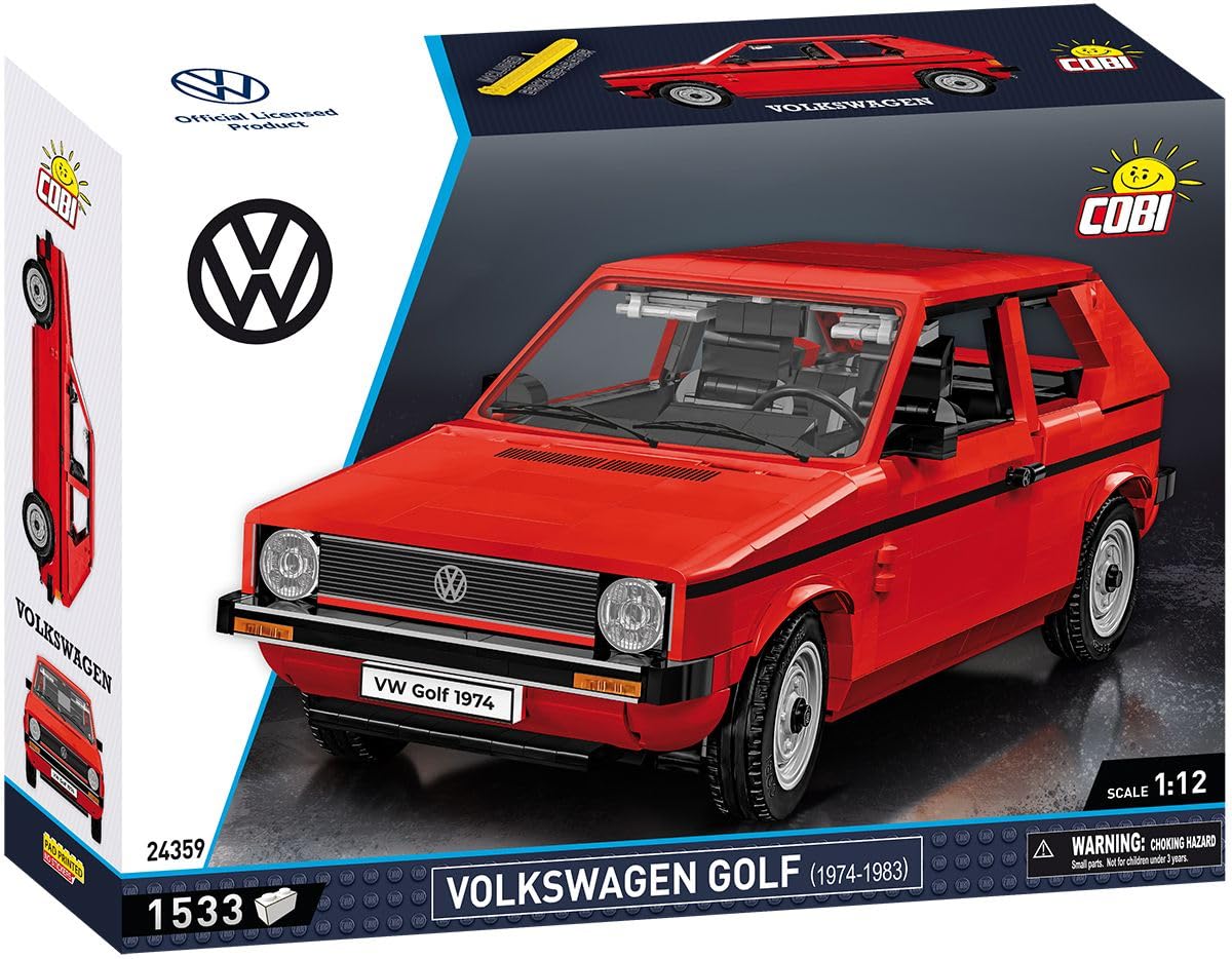 COBI 24359 Volkswagen Golf I Modellbausatz, 1974-1983, Maßstab 1:12, 1533 Teile, Rot