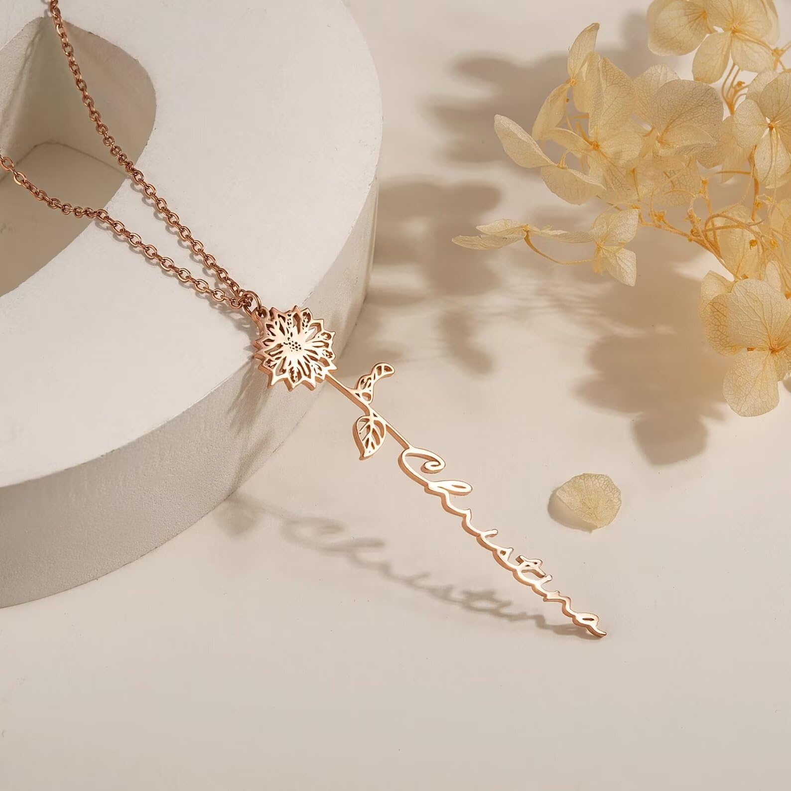 Collana con nome personalizzato con fiore di nascita - Collana per la festa della mamma - Collana di fiori di nascita con nome - Collana per le donne Regalo per la nuova mamma