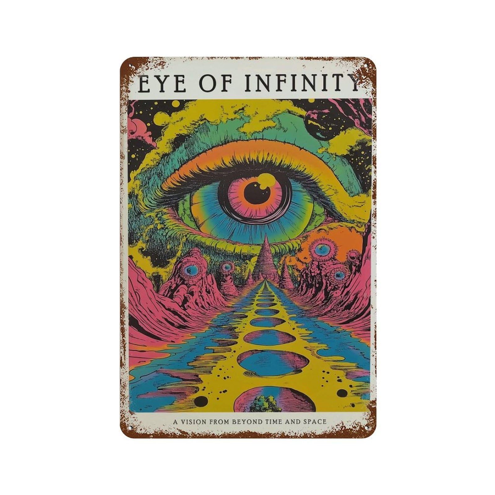 xiaoxiaoshen Psychedelic Eye Trippy Retro Sci Wall Decor Art Metal Tin Poster Modern Home Decor Art Home Bar Shop Decorations Vintage Sign 30x20cm