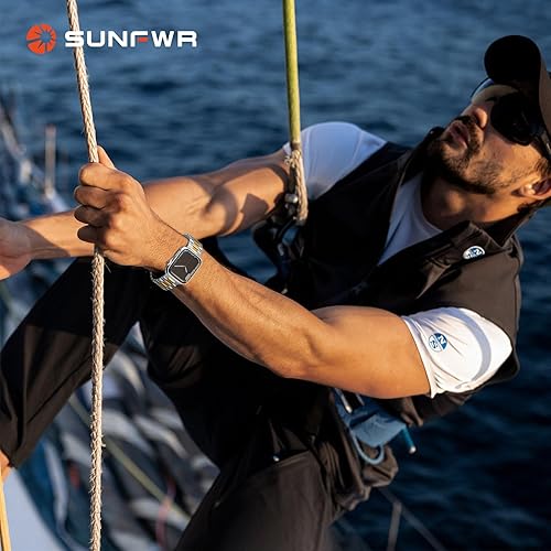Miniatura 6 de SUNFWR Compatible con Apple Watch Band de 1.614 pulgadas, 1.575 pulgadas, 1.496 pulgadas, para mujeres y hombres, correa de metal de acero