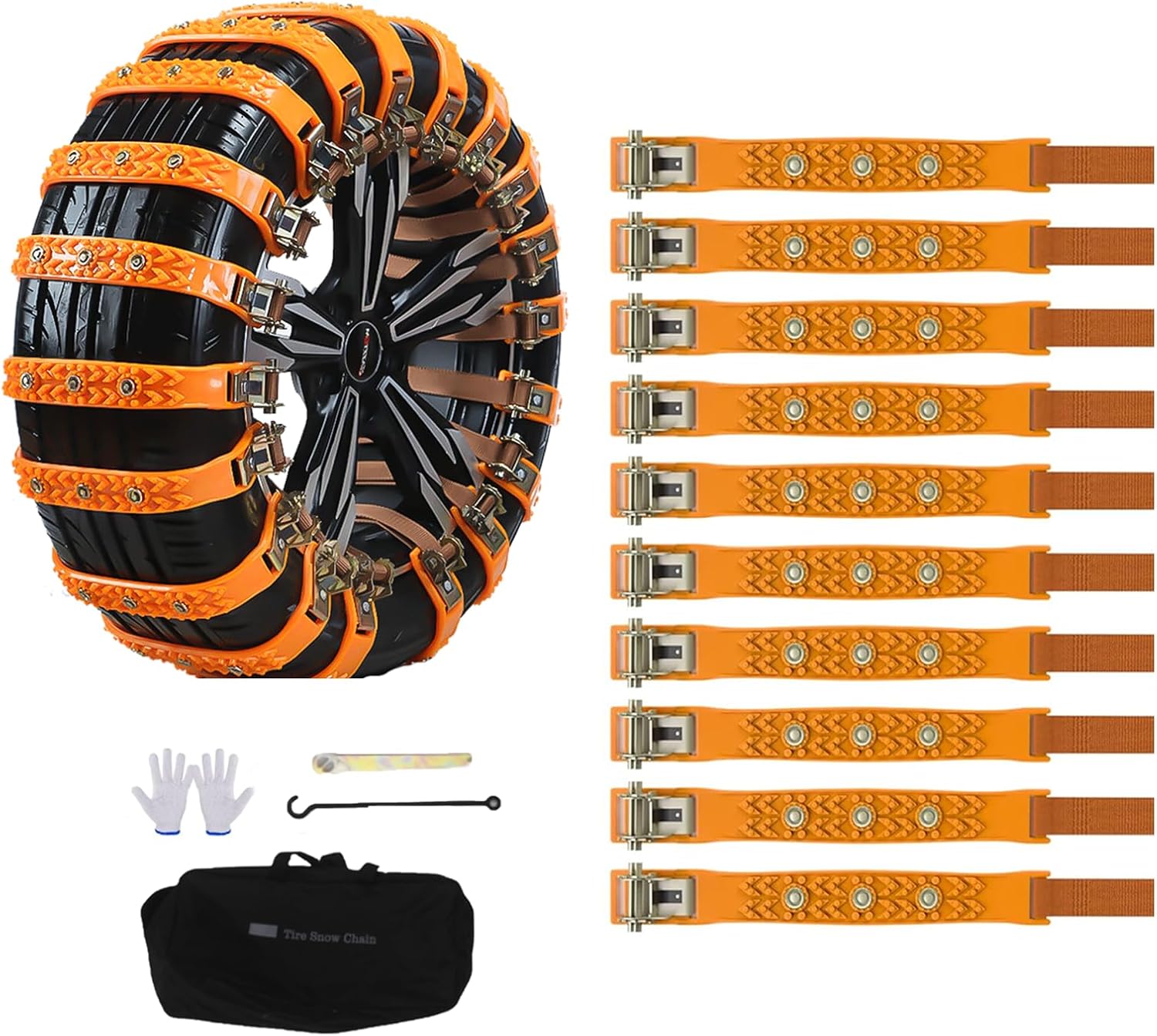 10 Pack Universal Car Snow Chains with Storage Bag