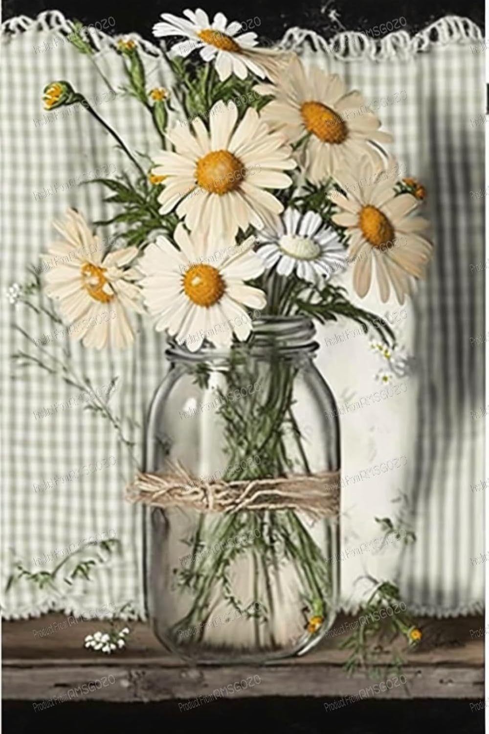 RMSGOZO Vintage Daisies Diamond Painting Kits 20 X 20 Inch - Ikebana Art Diamond Painting for Adult, 5D Full Circle Rhinestone Dot Diamond Handmade Kit, Great for Home Decor Club Decor Or Gifts
