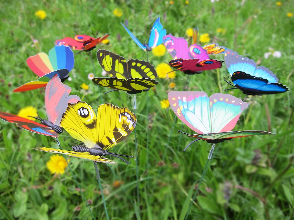 10 farfalle decorative per giardino, balcone, colori misti, 7 cm x 5 cm