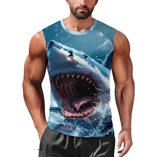 Tank Tops Men, Shoulder Sleeve Crew Neck T Shirt, Gym