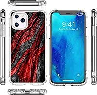 Vista 2 de CARLOCA Funda compatible con iPhone 11 Pro, patrón de grano de madera negro y rojo transparente con diseño de plástico transparente para iPhone 11