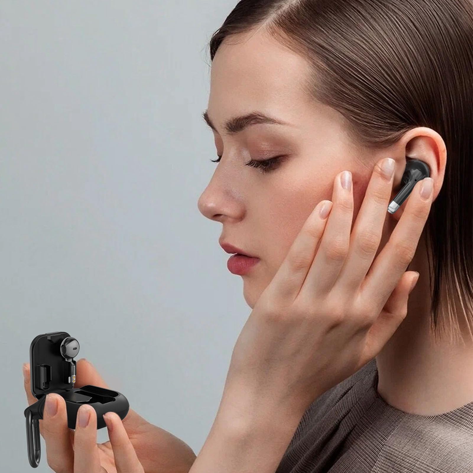 Aramox Montre Connectée avec écouteurs 2 en 1, NFC Bluetooth 5.3 (Black