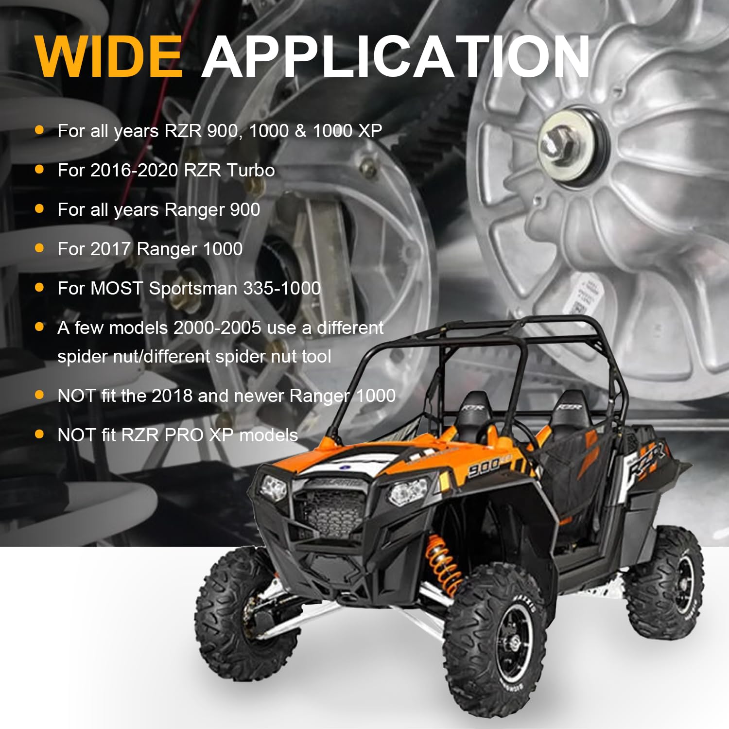 Complete Primary Clutch & Secondary Service Tools Kit Fit for All Years Polaris RZR 1000, Ranger 900/1000, Polaris General 1000, & 2016-2021 RZR Turbo