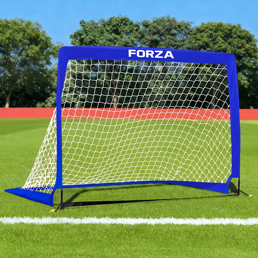 FORZA Square Pop-Up Football Goal [6 Sizes] (Electric Blue, 5ft x 3.5ft, Single Goal)