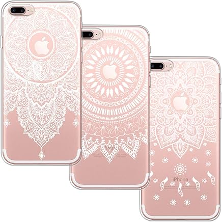 [3 Pack] Funda iPhone 7 Plus, Funda iPhone 8 Plus, Blossom01 Funda Ultrafina Suave Funda de Silicona TPU con Linda Caricatura para Apple iPhone 7 Plus/iPhone 8 Plus - 3 * Mandala