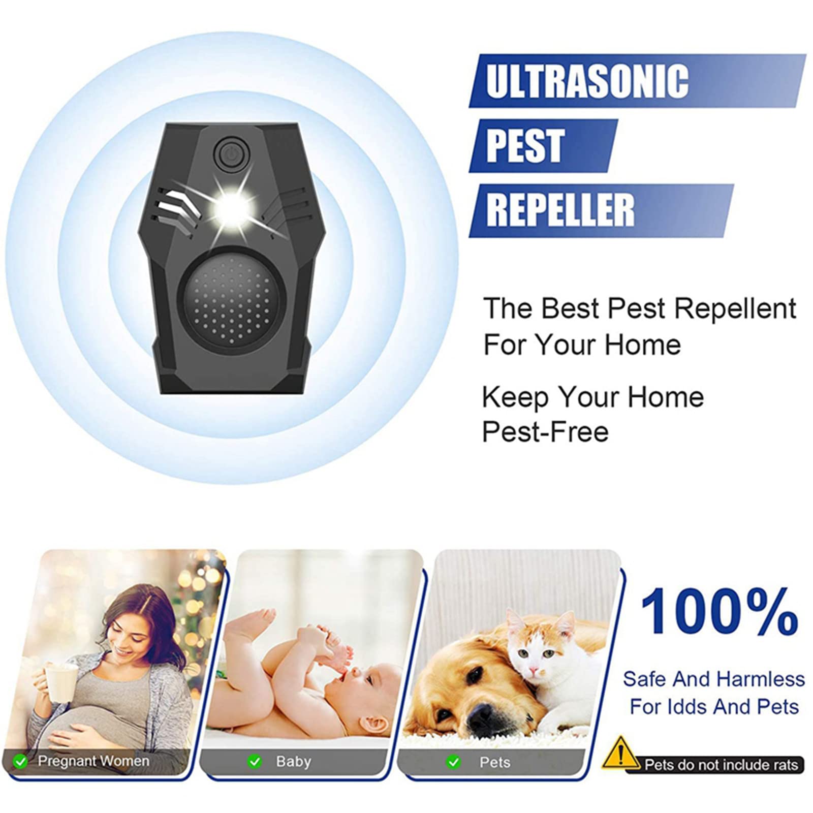 Mouse Repeller Controllo Elettronico Repellente Indoor Outdoor Anti Zanzare Insetti Scarafaggi Formiche Roditori Ragni Pulce,White
