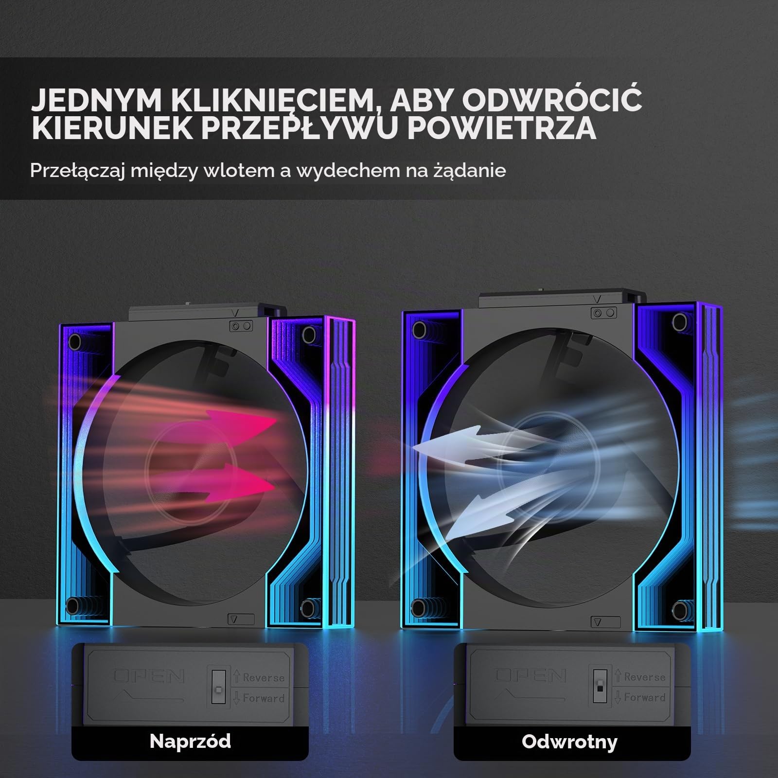 TZMRIT Interstellar-V3 Forward/Reverse Flow wymienny wentylator RGB PC 120 mm Daisy Chain 3 sztuki ze sterowaniem PWM i efektem ARGB, czarny, 2000 obr./min, 68,5 CFM (czarny)