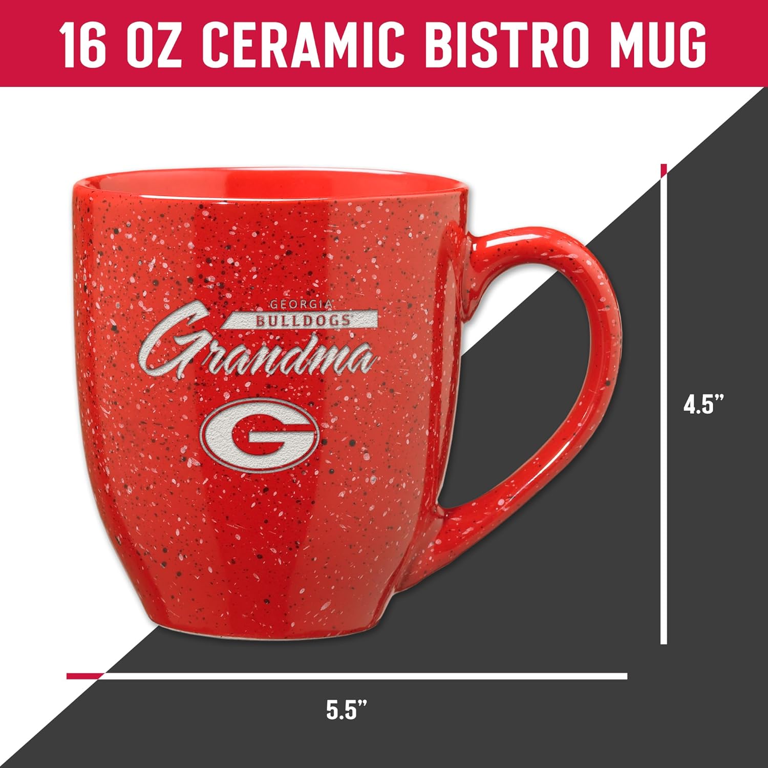 Rico Industries NCAA Georgia Bulldogs Grandma 16 oz Team Color Laser Engraved Speckled Ceramic Coffee Mug - Image 5