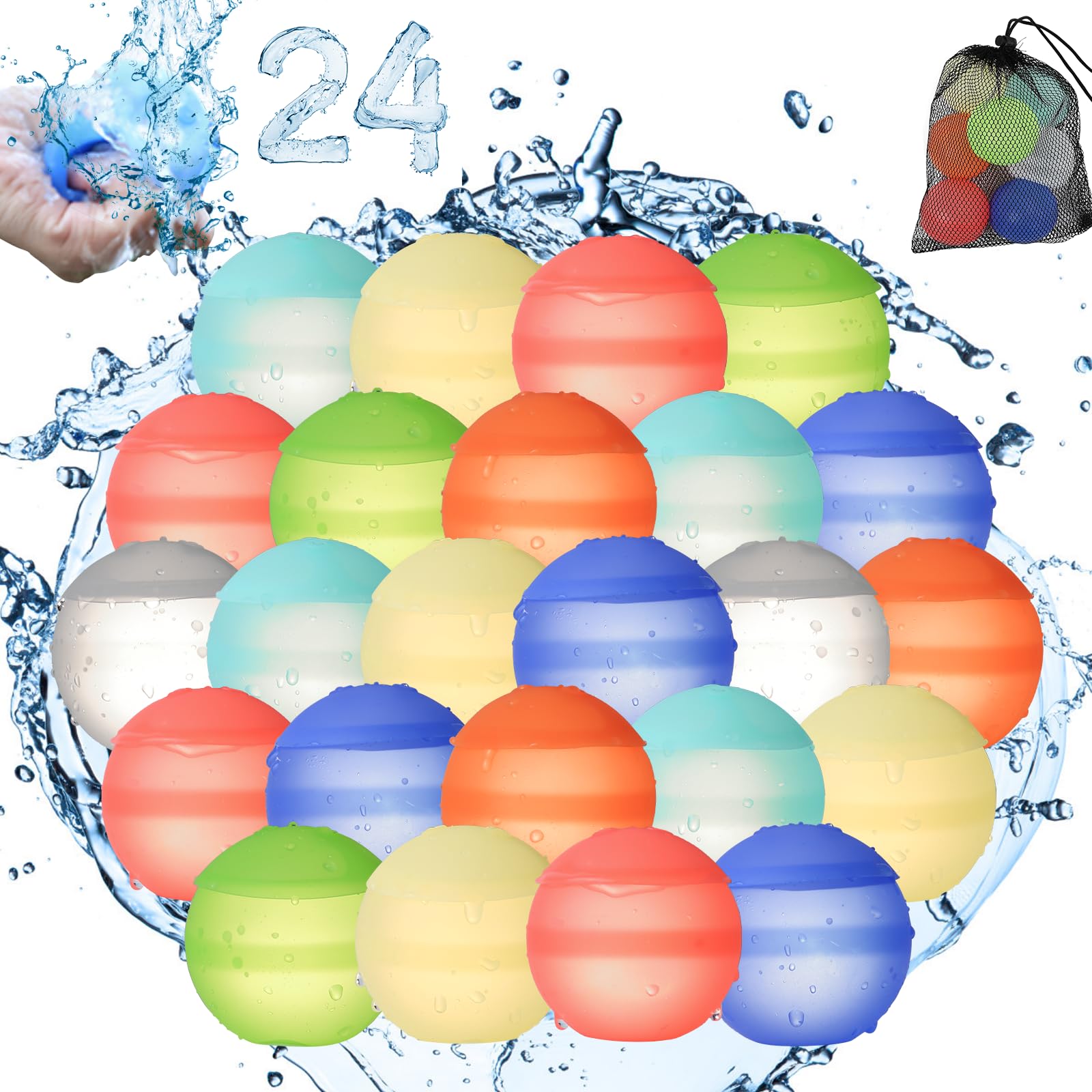 Water Balloons for Kids, 24 Pack, Quick Fill