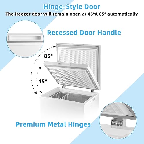 Miniatura 5 de PETSITE Congelador de pecho de 5 pies cúbicos, congelador profundo compacto con temperatura ajustable de 7 grados, cesta de almacenamiento extraíble