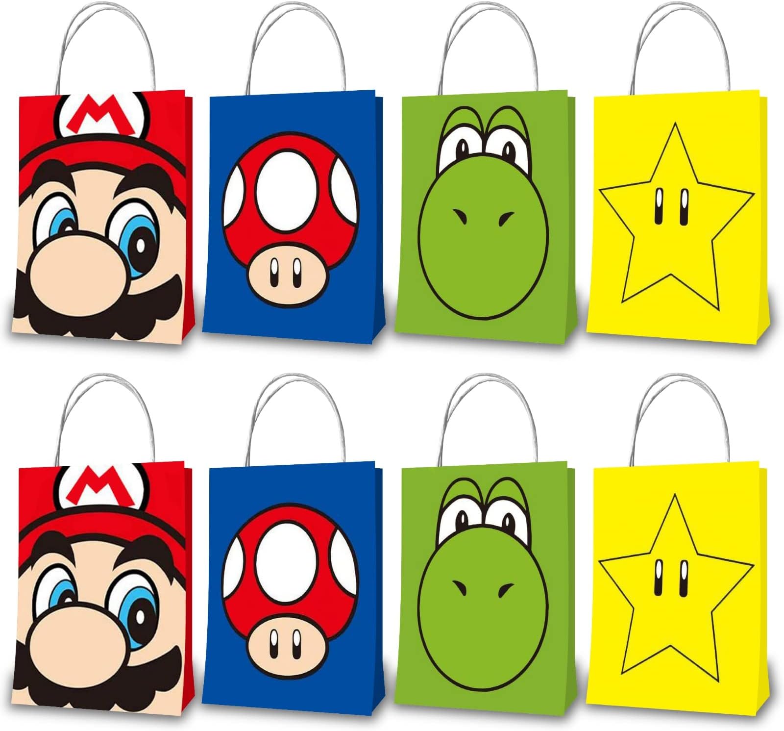 16x Super Mario Party Favors Bags – Birthday Party Gift Bags for Kids, Party supplies