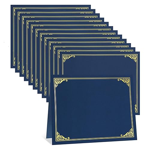 Certificate Holders, 12 Pack Navy Blue Diploma Holders with Gold