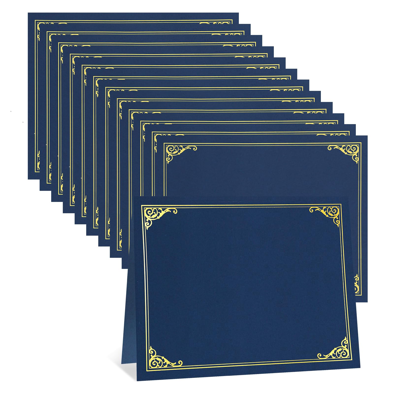 Protège-certificat bleu marine et or lot de 12 pour document de graduation