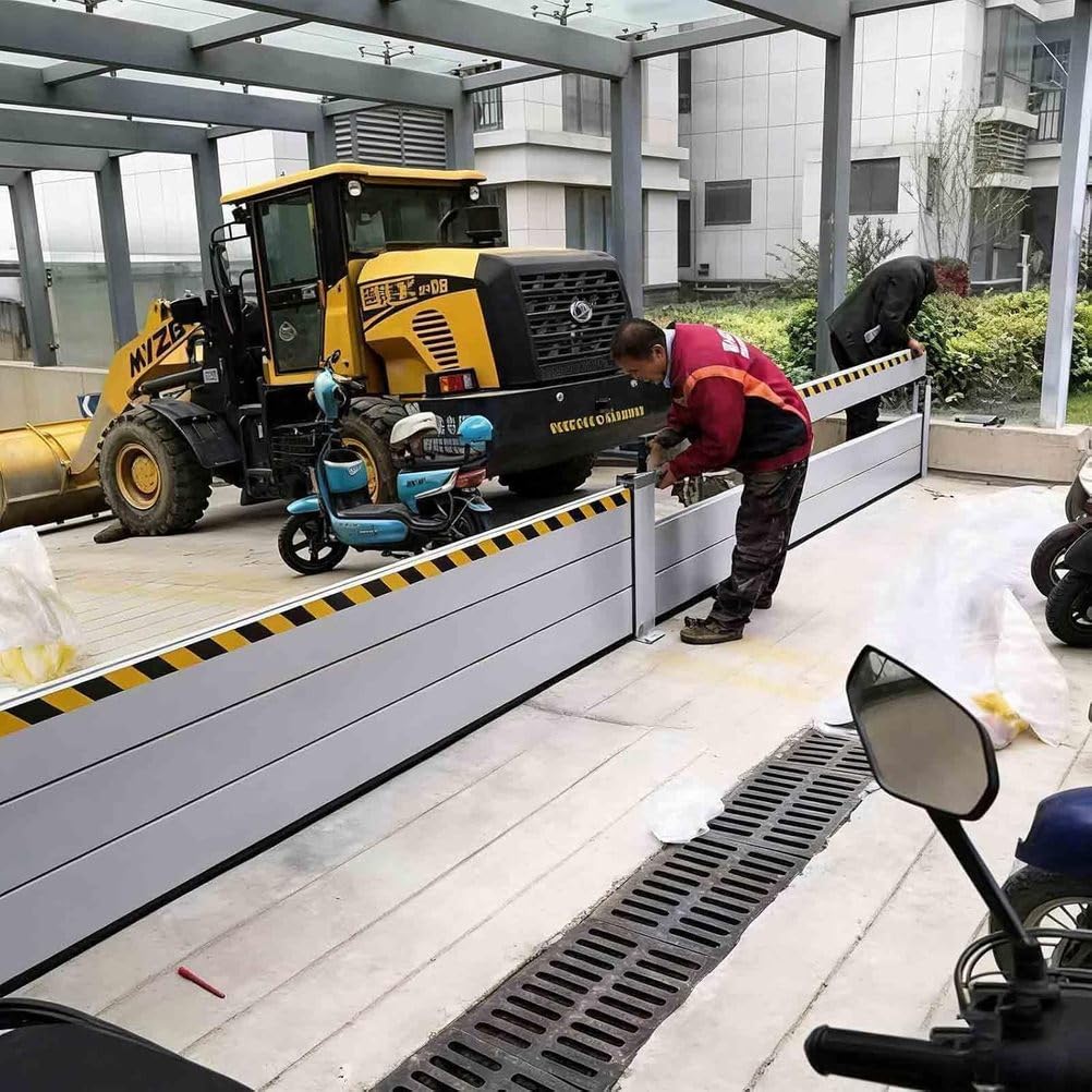 MIAOXIAO Flood Protection Barriers for Garage Aluminum Threshold Anti Flood Wall Driveway Doorway Temporary Dams Removable & Reusable,H 20cm,L80CM
