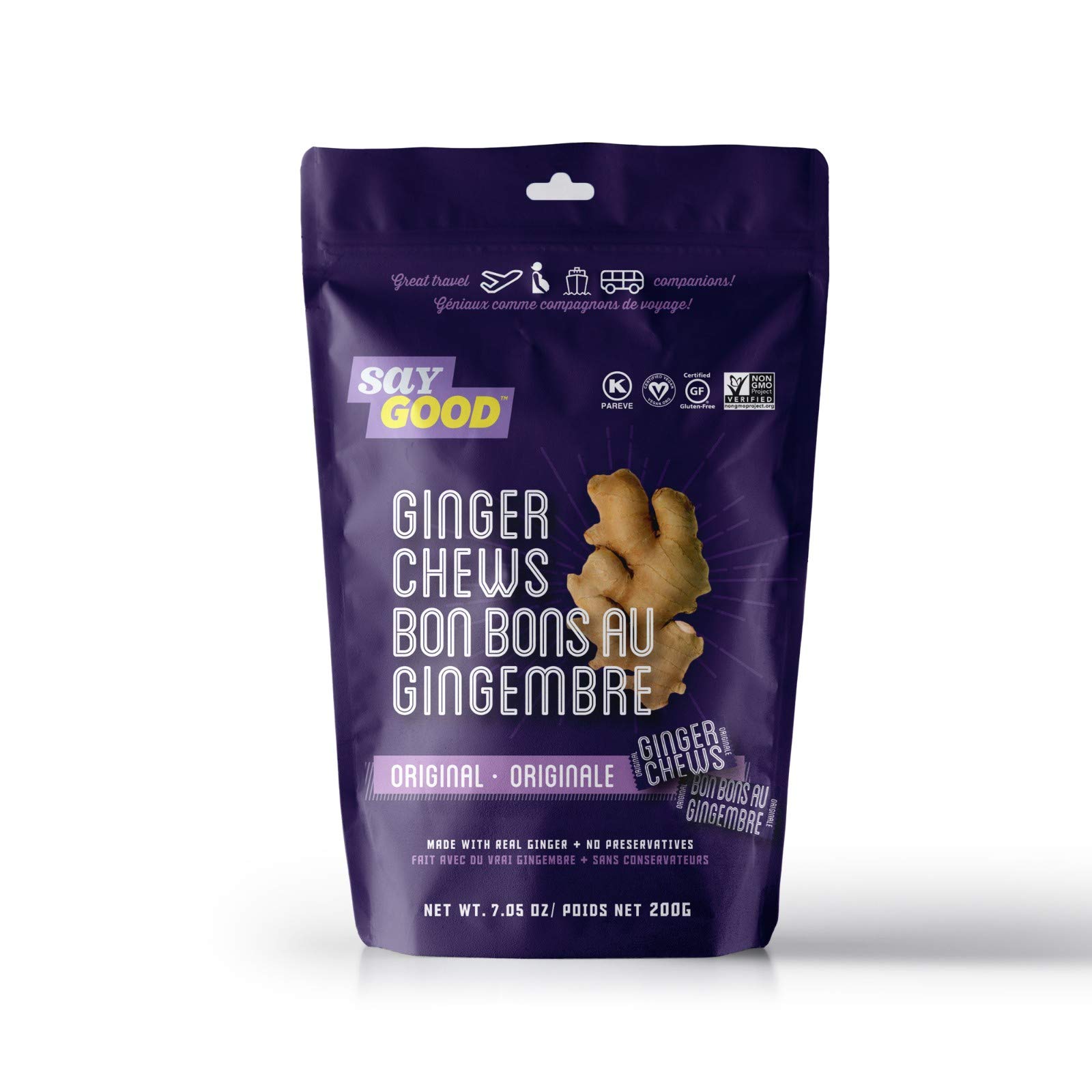 Say Good Hand Crafted Ginger Candy Chews (Original, 7.05 Ounce), Individually Wrapped