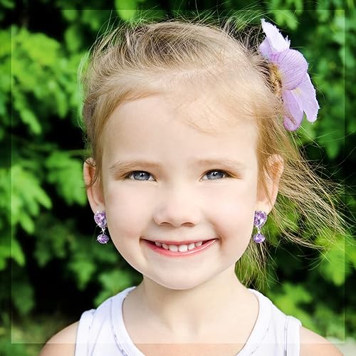 Miniatura 6 de Hicarer Juego de 9 pares de aretes de clip para niñas (colores brillantes)