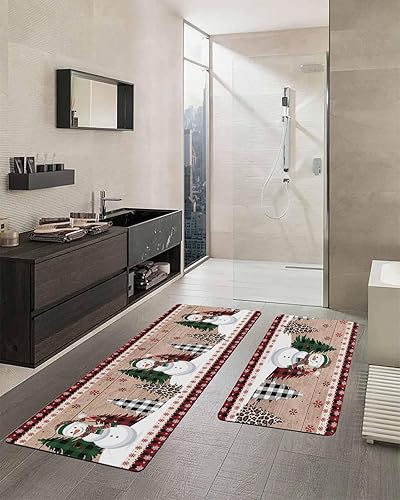 Miniatura 2 de Tapete de baño de muñeco de nieve de Navidad para bañera, tapete antideslizante de secado rápido y absorbente, de tierra de diatomeas, tapete