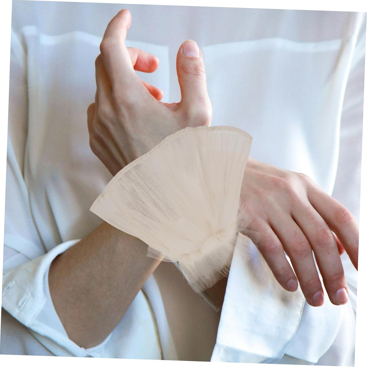 White Mesh Cuff Sleeves for Nail Art Photography 1 Pair image 5