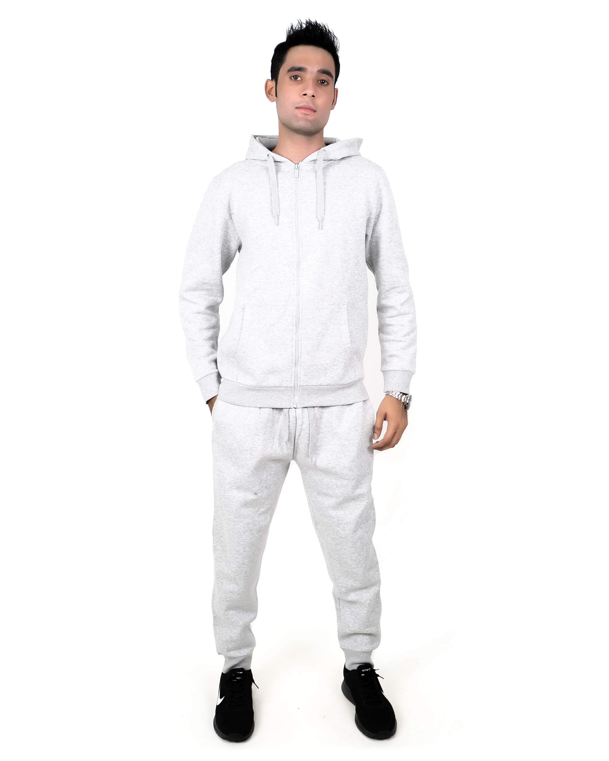 NOROZE Contraste de Cuerda Forro Polar Gimnasio Conjunto del Chándales Pantalón Jogging Capucha Sudaderas para Hombre Talla S M L XL XXL