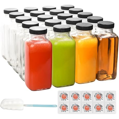 WERTIOO Vintage Glass Bottles with Caps (20 Pack)