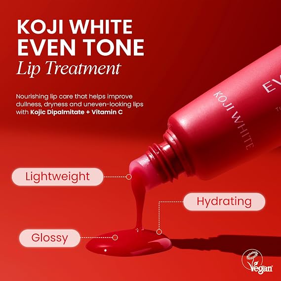 Koji White Lip Discoloration Treatment for Dark Lips | Moisturizer & Hydrating Lip with 1% Kojic Acid, Hyaluronic Acid, Vitamin C, Carrot Oil - Beeswax-Free, Vegan Chapstick, 0.23 Fl Oz