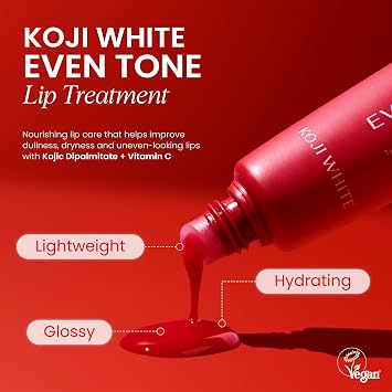 Koji White Lip Discoloration Treatment for Dark Lips | Moisturizer & Hydrating Lip with 1% Kojic Acid, Hyaluronic Acid, Vitamin C, Carrot Oil - Beeswax-Free, Vegan Chapstick, 0.23 Fl Oz