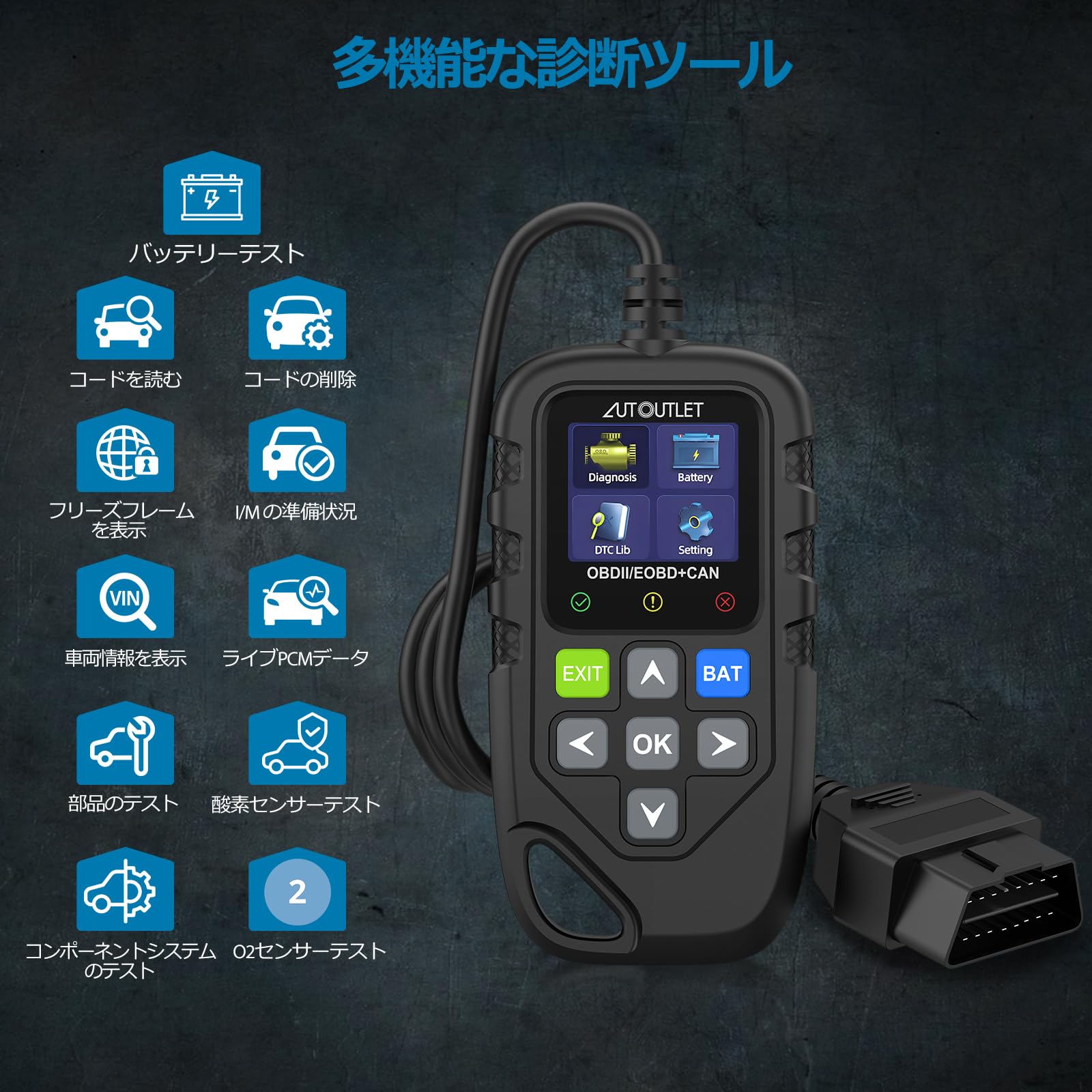 Amazon.co.jp: AUTOUTLET obd2 診断機 自動車 故障診断機 スキャン