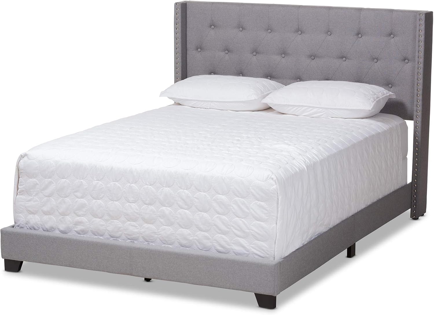 Baxton Studio Beds (Need box spring), Full, Light Grey