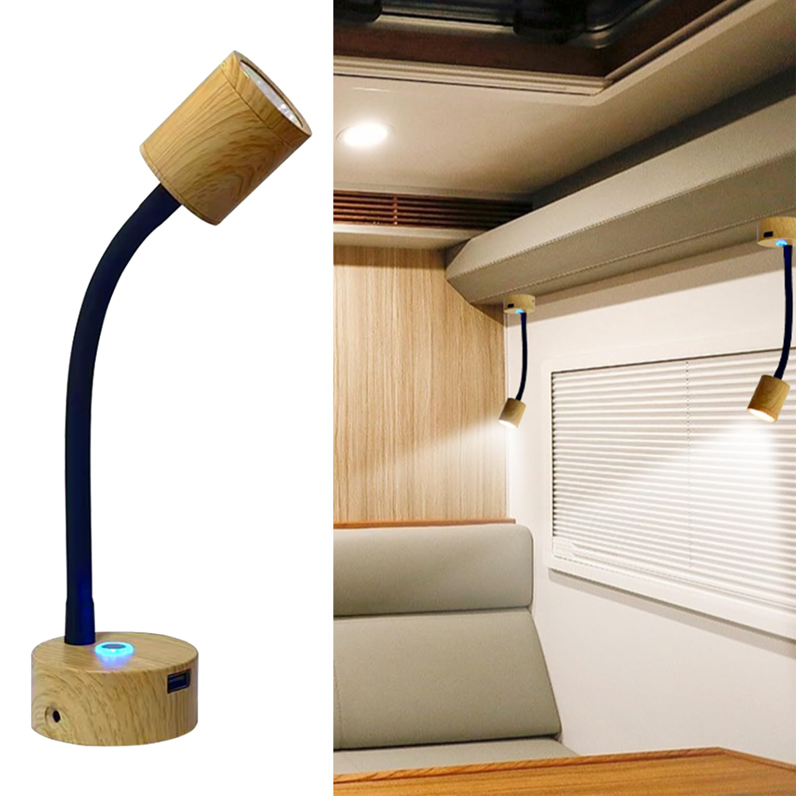 WTNYOU 12V LED Reading Light With Dual Charging Ports, Touch Control Dimmable RV - View #9