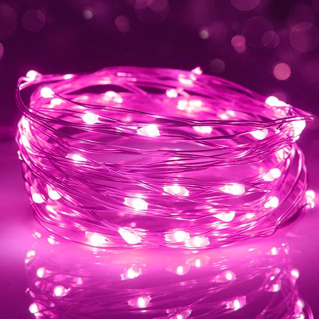 cshare Pink Fairy Lights for Bedroom, String Lights Battery Operated 9.8ft/3m 30LEDs IP65 Waterproof Indoor Fairy Lights Waterproof Lights for Christmas Tree,Valentines, Garden (Pink)