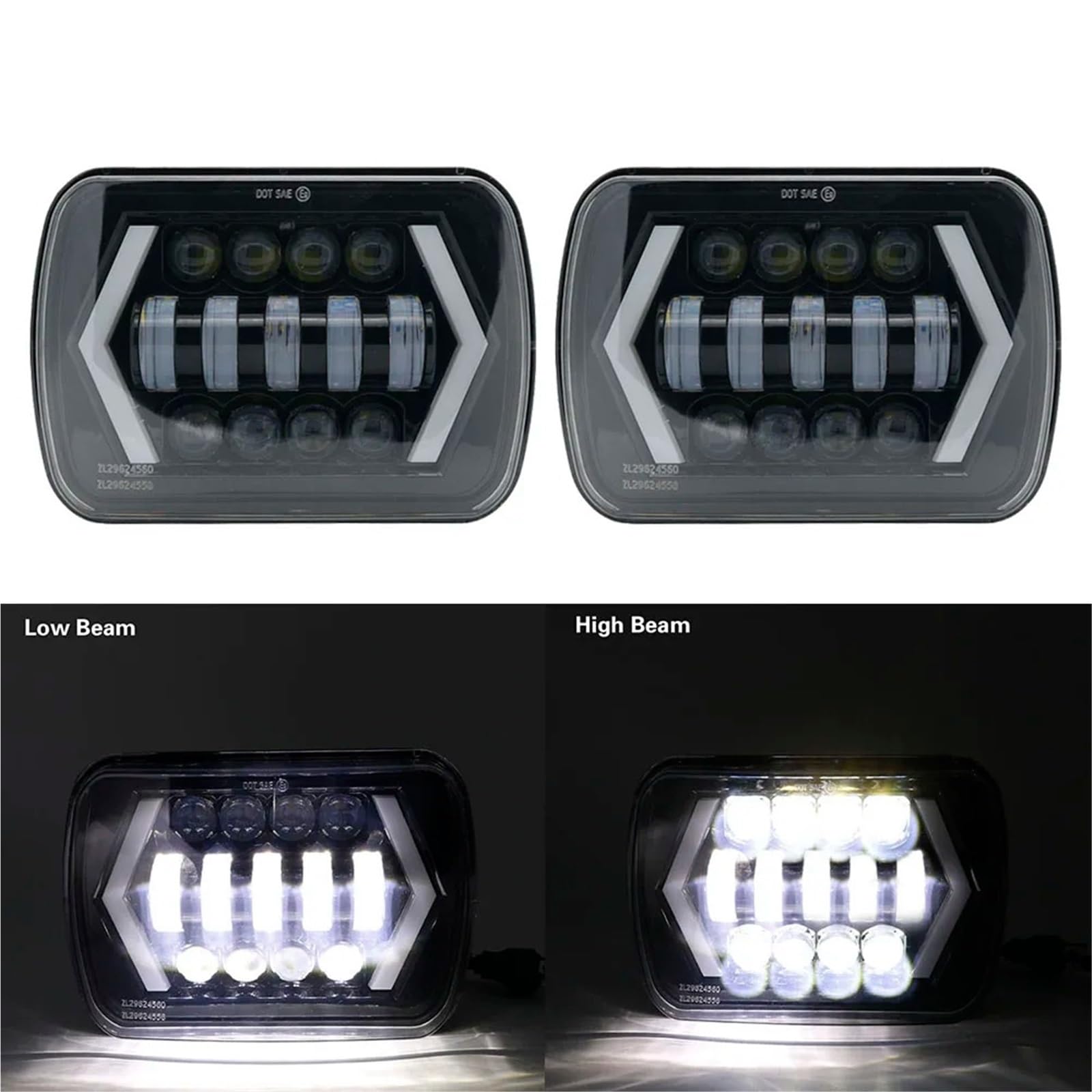 Fari Anteriori Faro Anteriore A LED 90W 7x6'' 5x7 Bianco DRL Ambra Indicatore Di Direzione H4 Quadrato Per Toyota Pickup MR2 Celica Faro