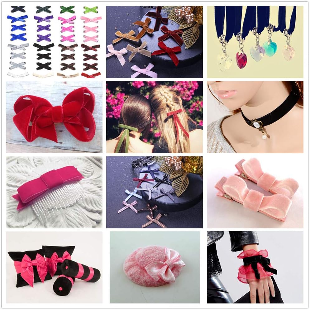 Ribbon for Crafts -Wholesale Bulk 20 Yard 3/8 5/8 1Inch Velvet Ribbon for Gift Package Wrapping Floral Design Hair Bow Clip Accessory Making Sewing Wedding Decor (Antique White, 10mm) image 4