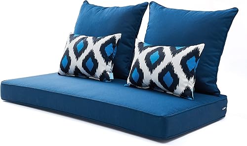 ARTPLAN Juego de 5 cojines de sofá biplaza para patio, para todo tipo de clima, para exteriores, muebles de patio y exteriores