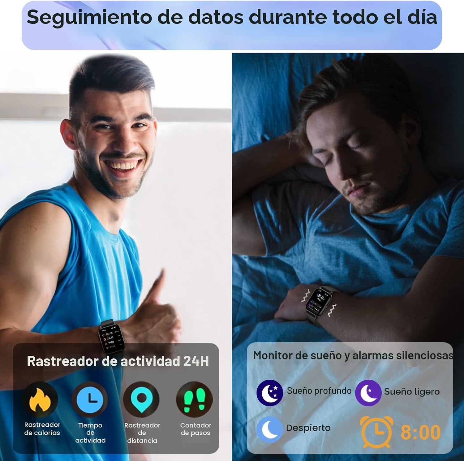 Reloj Inteligente Mujer Hombre, 1.95″ HD Smartwatch con Llamadas Bluetooth, Nuevo Smart Watch con Pulsómetro/Monitor de Sueño/Podómetro, 110+ Modos Deportivos, IP68 Pulsera Actividad para Android iOS 6