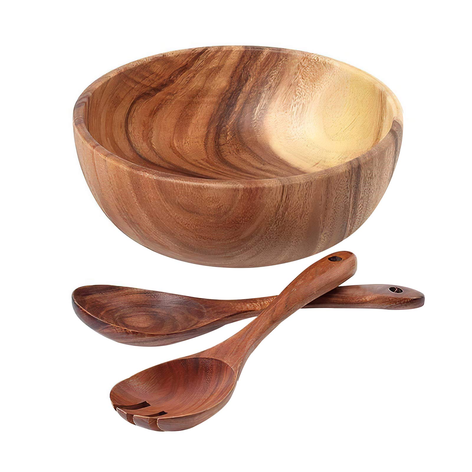 Tazón de Madera Natural Vajilla Fruta Ensalada Fideos de Fideos Arroz Cuenco de Madera Fruta de Madera Handicraft Cocina Cena Utensilio Cubiertos Set Tazón (Color : B)