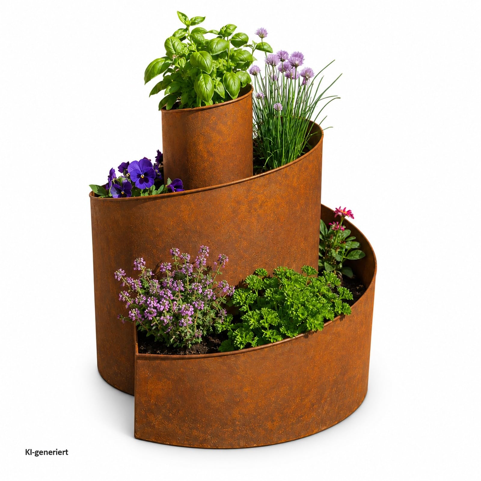 Kräuterspirale Verena Metall Kräutertreppe Edelrost-Optik Kräuterschnecke
