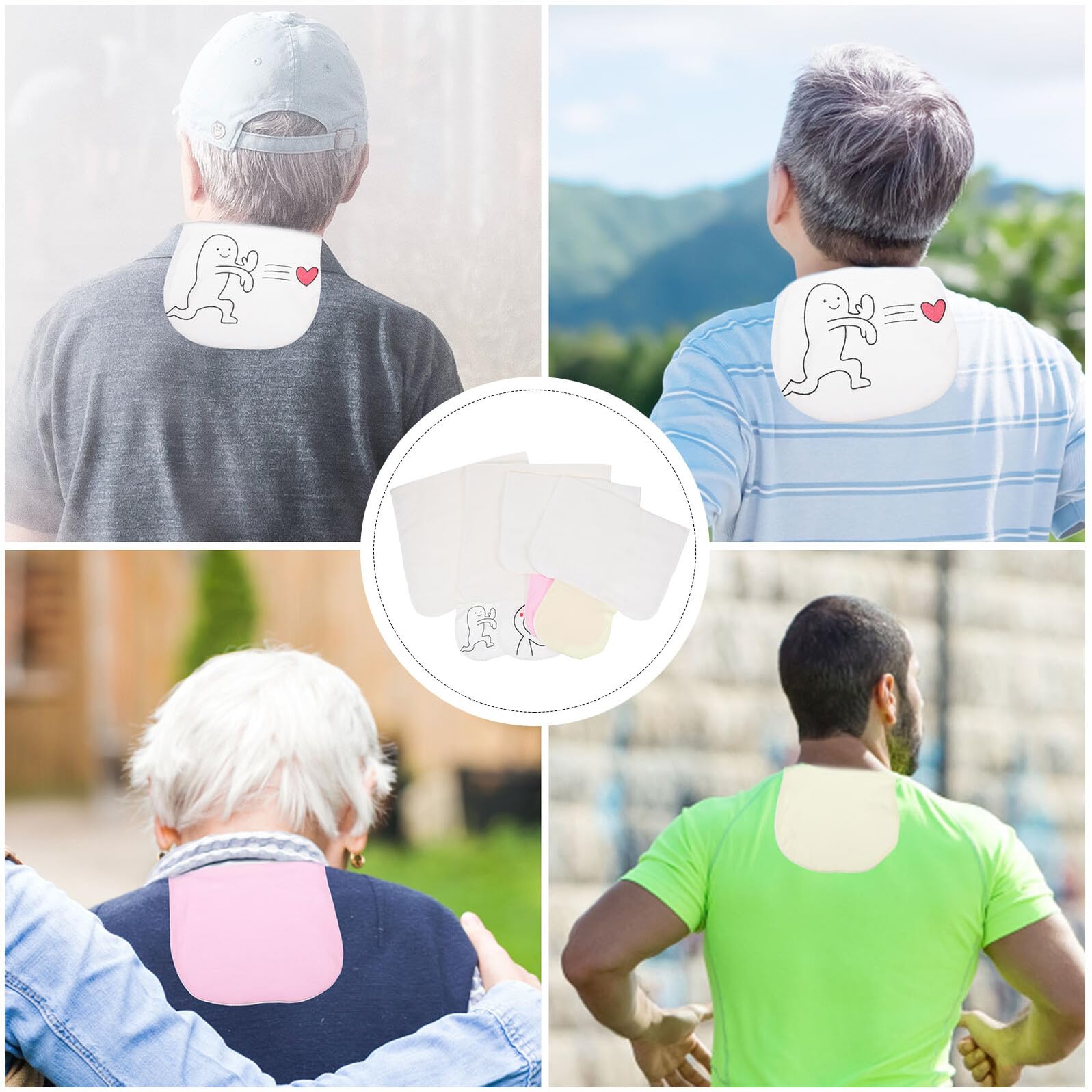 GLEAVI 8 Stück-Pack Schweißpads aus Baumwollgarn Flexibel und Wiederverwendbar Extra Groß für Schwangere und Senioren zur Effektiven Schweißabsorption