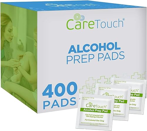 Care Touch Almohadillas de preparación estériles con alcohol tamaño mediano 2-ply400Toallitas con alcohol